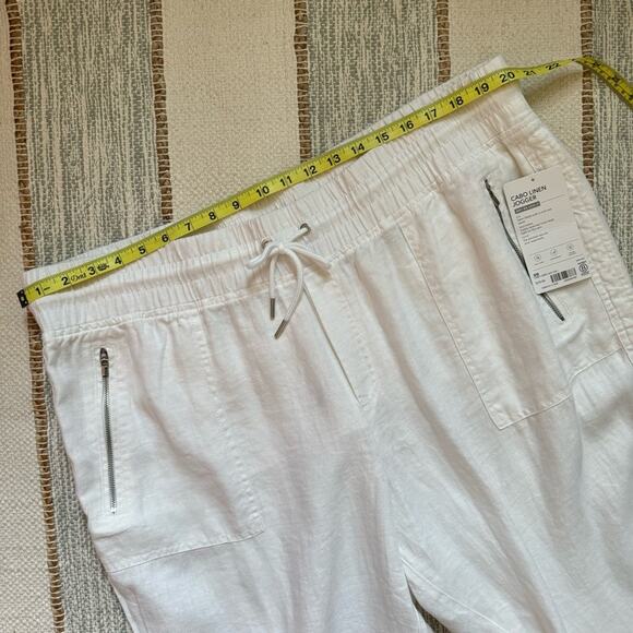 Athleta Cabo White 100% Linen High Rise Cropped Joggers Women’s Size 20 - Picture 11 of 15